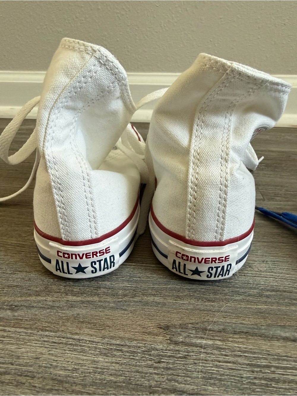 Converse White High Top Sneakers with Red Trim (EUC) - Picture 3 of 6